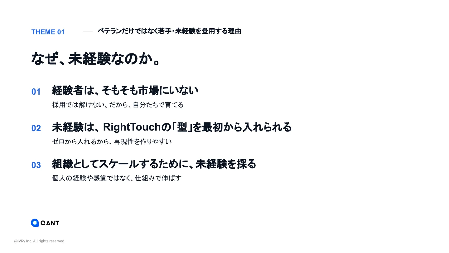 RightTouch社の若手・未経験登用に関するスライド